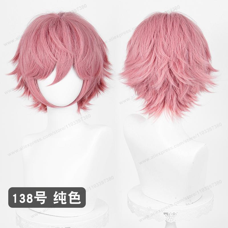 Anime Upgraded 32cm Short Flipped Ends Cosplay Wig Green Blue Purple Pink Man Women Heat Resistant Synthetic Hair