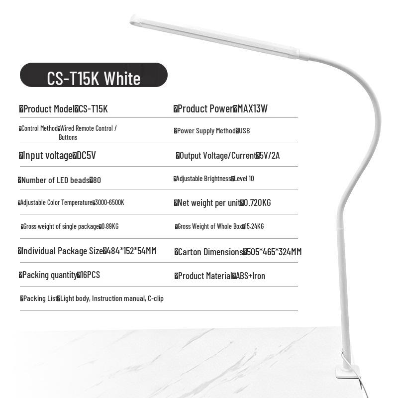 Clip-on Desk Lamp for Eye Protection: Ideal for Eyelash Extensions, Nail Art, Tattooing, Eyebrow Work, Dorms, and Bedside Use. Plug-in Design.