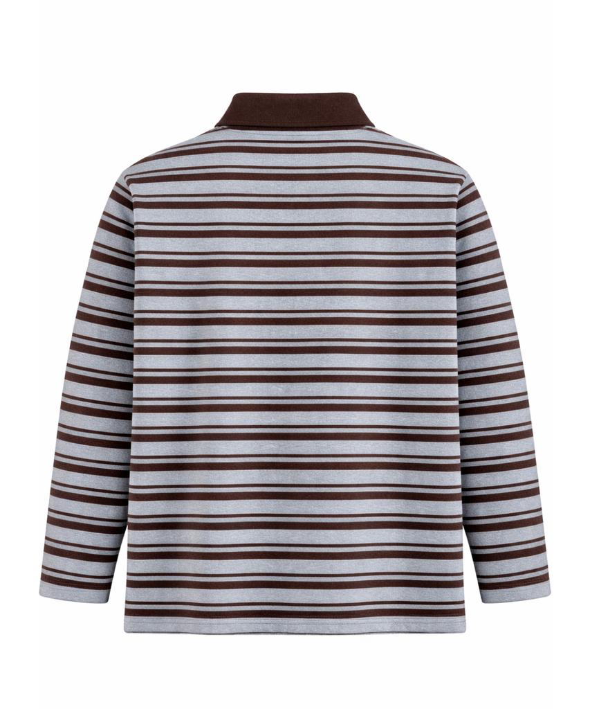 AZENDER Striped Polo Shirt Brown