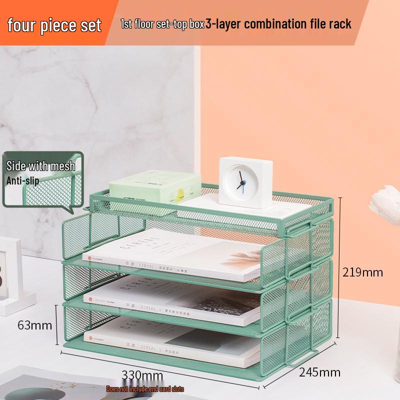 Multilayer A4 Metal Desktop File Organizer and Storage Rack Set for Office Supplies