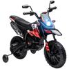 Children's Electric Motorcycle Under Aprilia License with 2 Motors 12V, Training Wheels, LED Light, Music - Red