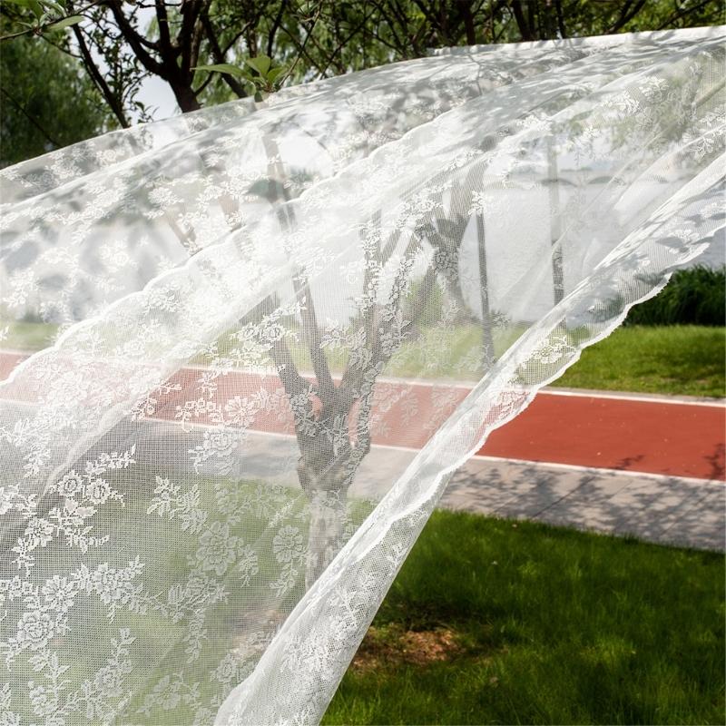 Elegant Rose Lace Curtains 63 Inches Long Florals Embroidery Window Panels for Bedroom Light Filtering Privacy
