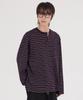 GLW [Unisex] Striped Henley Neck Long Sleeve Tee Wine