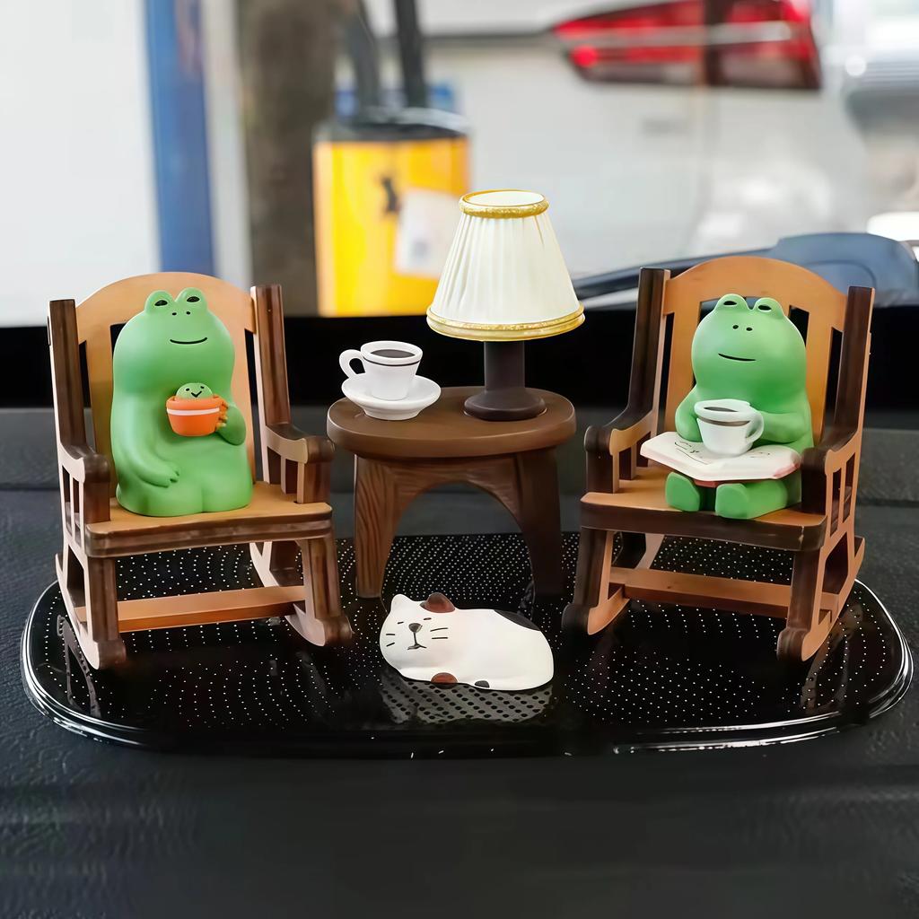 Home Decorations Cute Frog Rocking Chair Miniature Frog Figurines Animal Cat Ornaments for Japanese ZAKKA Frog Figurines