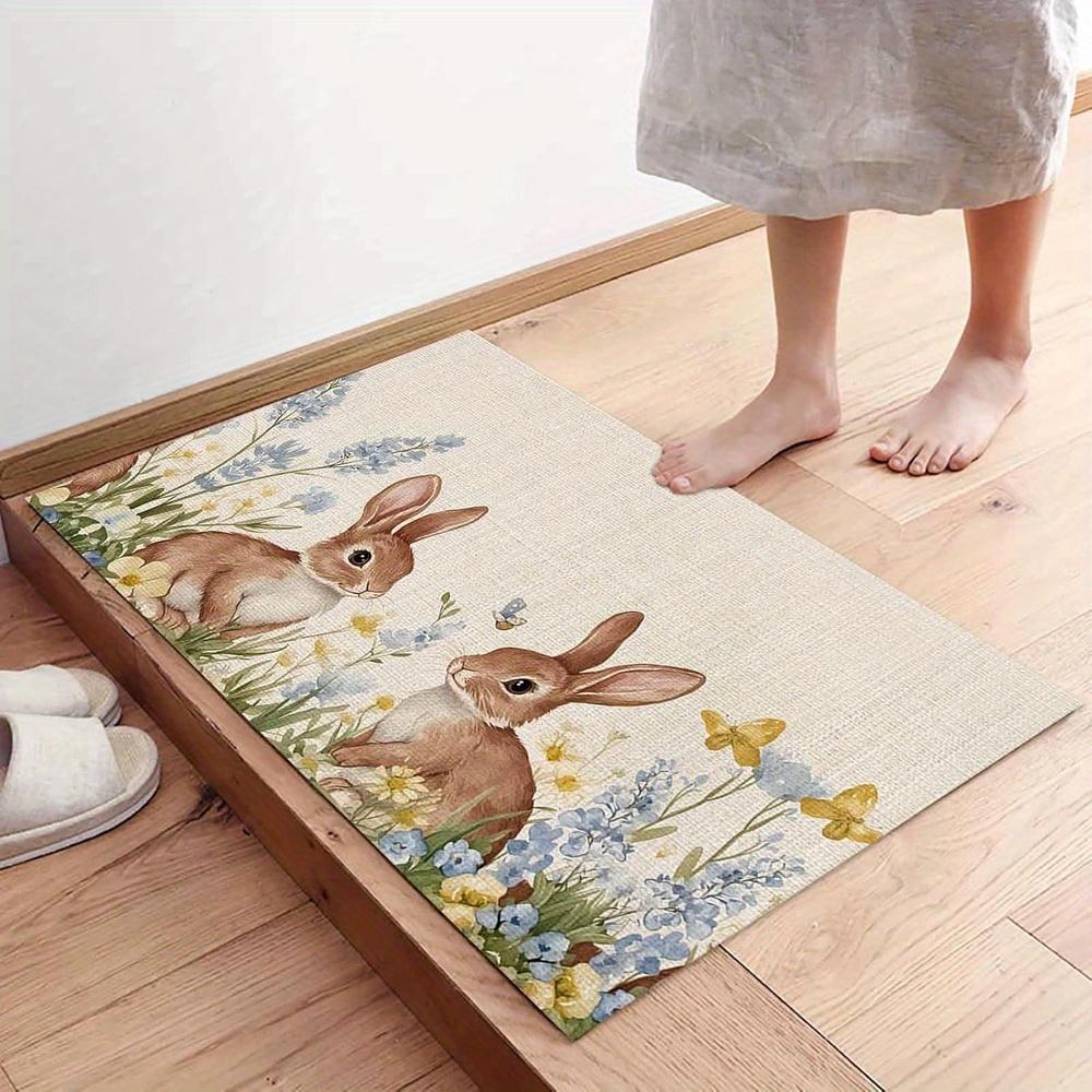 Easter Bunny Flower Welcome Entrance Doormat Decor Kitchen Corridor Balcony Rugs Bathroom Anti-slip Doormat Easter Decorations
