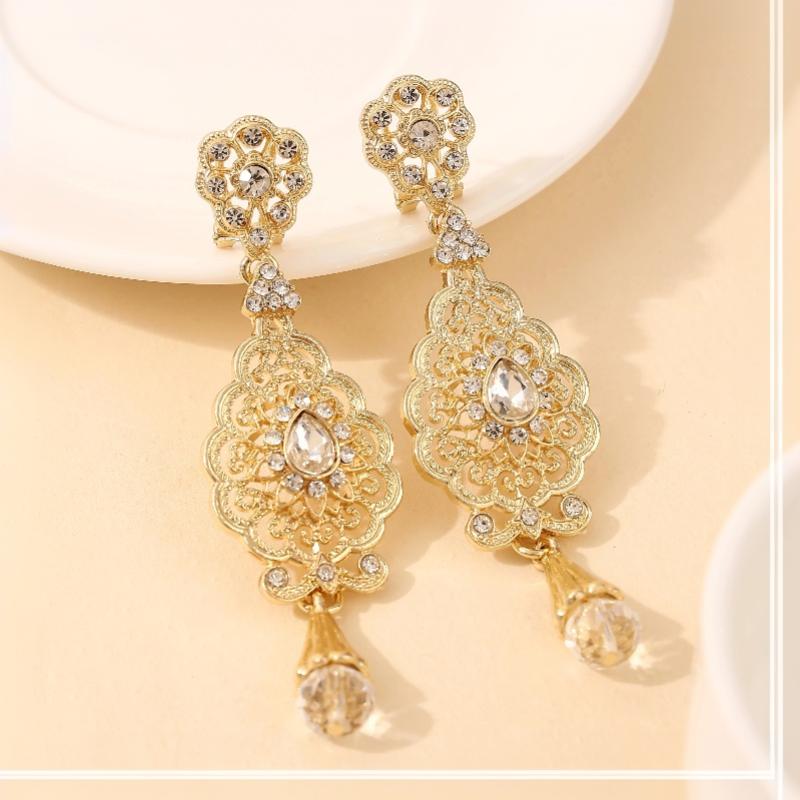 Drop Earrings for Women Classic Multi-Color Rhinestones Fadeproof for Formal Dinner Anniversary Gift for Wife