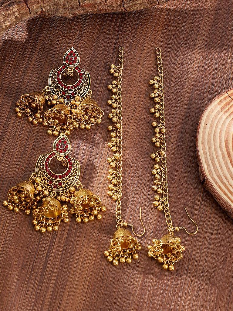 Bohemian Rhinestone Tassel Earrings: Ethnic Beaded Exaggerated Set