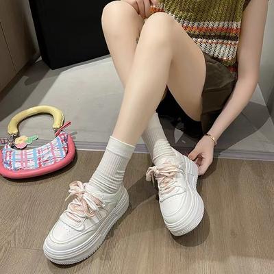Zapatillas de Suela Gruesa para Mujer Nuevo Otoño Versátil Casual Nicho Zapatos Blancos