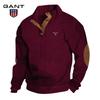Gant Embroidery Men's Outdoor Casual Standing Collar Long Sleeved Jacquard Knitted Pullover Sweatshirt In Autumn and Winter