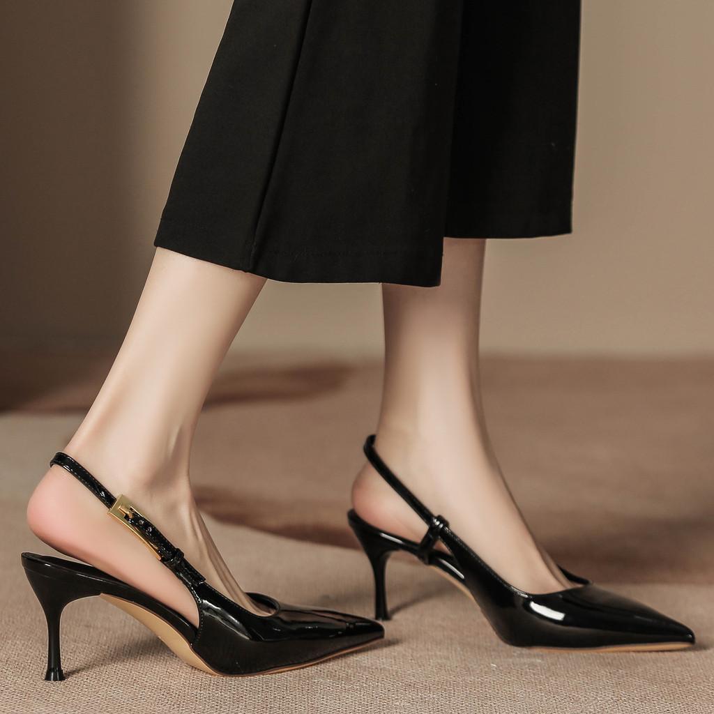 High Heel Womens Sandals With Metal Thin Heel Pointed Toe For Spring Style