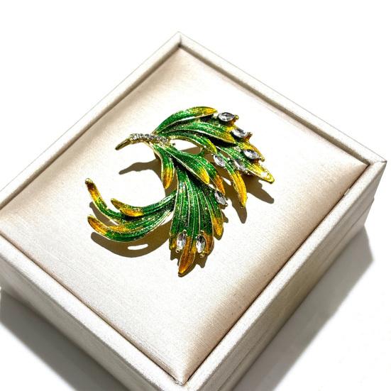 Feather Brooch Rhinestone Lapel Pin Elegant Glittery Feather Brooch Pin for Women Shirts Coats Outfit Accessory