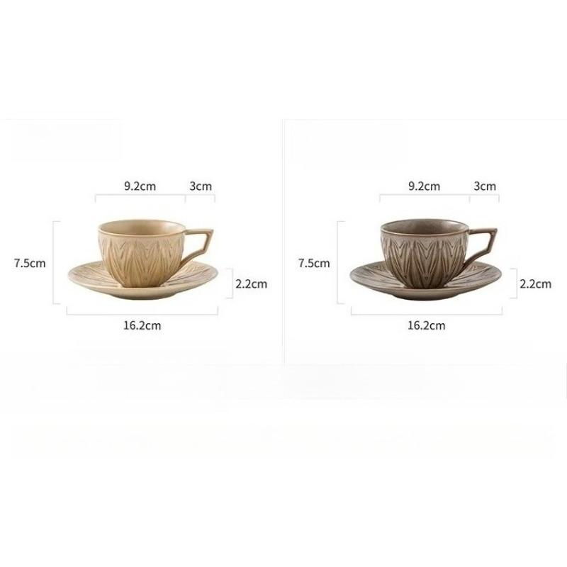 220ml Kiln Transmutation Glaze Craft Retro Design Tea Cup Coffee Cup and Saucer, Art Ceramic Coffee Cup for Latte,Espresso,Cappuccino,Microwave Safe