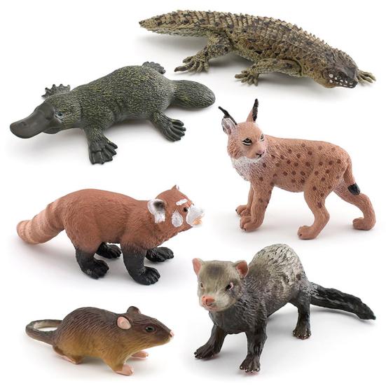 Realistische Tierfigur Leopardkatze Roter Panda Maus Schnabeltier Frettchen Egernia