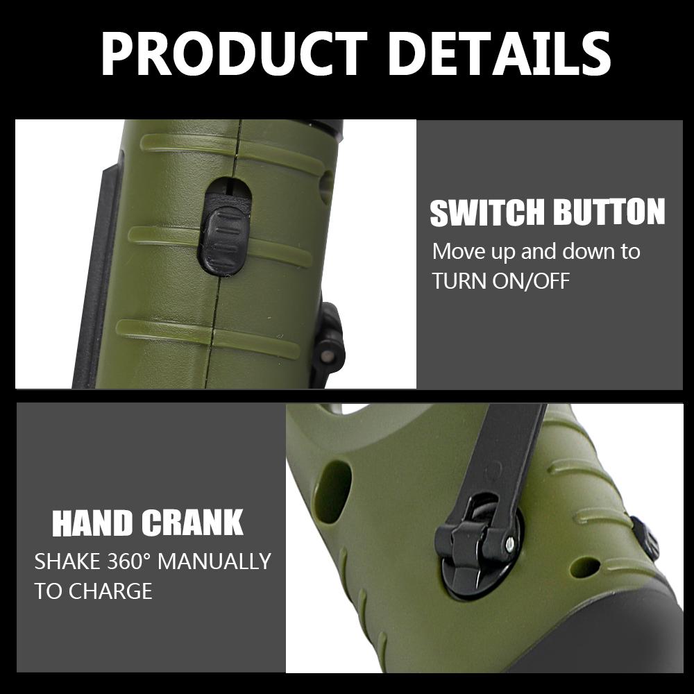 Hand Crank Dynamo Traditional Design for Outdoor Camping Mountaineering LED Flashlight Portable Torch Lantern Solar Power Tent Light