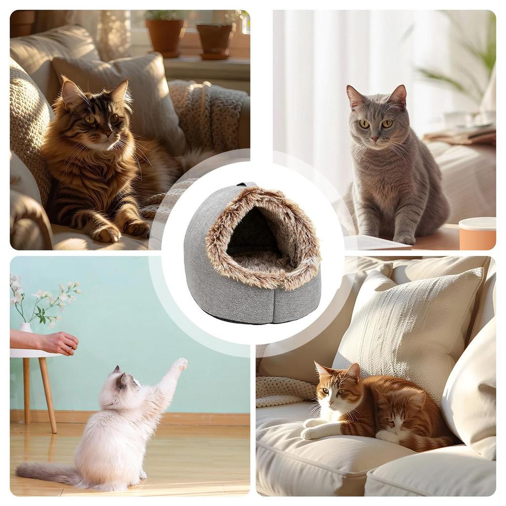 Sluten Kattsäng Varm Lugnande Bo Med Handtag Kattsäng Övertäckt Valphus För Kattunge Valp Litet Medium Husdjur Inomhus Sovrum