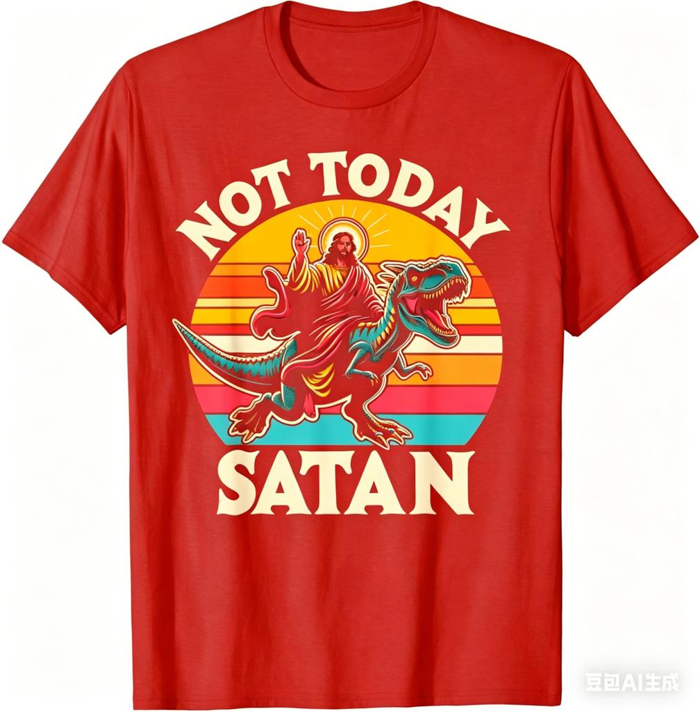 UnisexS Gothic Graphic TShirt  Not Today Jesus with Distressed Red Print Casual Tee for Outdoor Family Wear Gothi 2026 Summer
