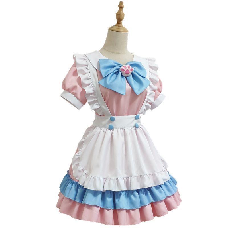 

Платье горничной Лолиты Униформа Наряд Турнюр Фартук Чокер Чулок Костюм для косплея Dress,XL