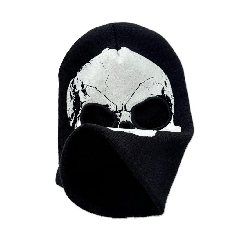 Căciulă tricotată cu craniu pentru toamnă și iarnă, Căciulă cu craniu și schelet pentru adulți și copii, Căciulă pulover Halloween, Modă