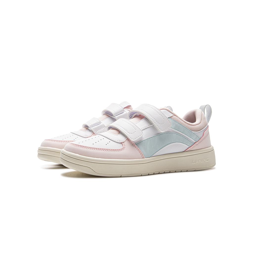 Li Ning Kinder Sport Lifestyle Serie Synthetisches Leder Freizeit Langlebig Niedrig geschnitten Kinder Skateschuhe Kinder Sneaker Weiß Rosa Blau YKCU080-6