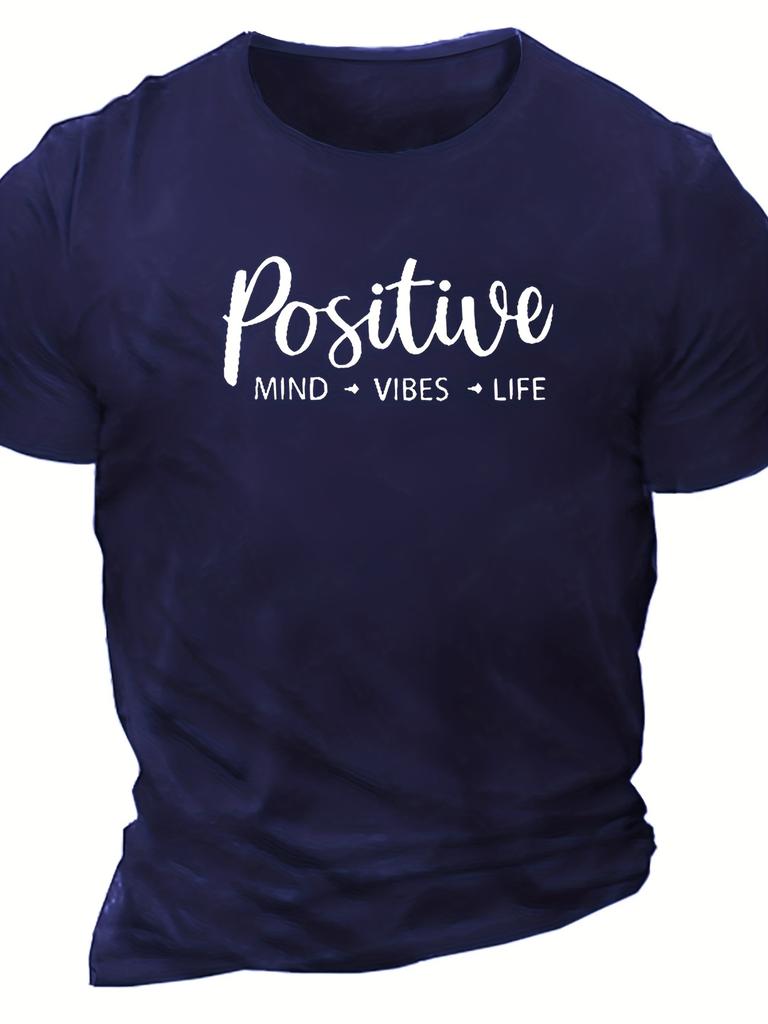 Men's Casual Simple Summer Letter Printed Round Neck Short Sleeved Handsome 100% Pure Cotton Soft Breathable Loose T-shirt