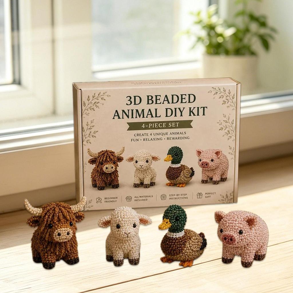 DIY Animal Bead Kit Tiny Fun Craft Set Animal Beading Craft Set For Kid Boys Girls Children Teens Adult Women Men Desk Bookshelf