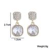 Square Zircon Crystal Rhinestone Drop Earring Punk European and American Exaggerated Metal Geometric Brincos Wedding Jewelry