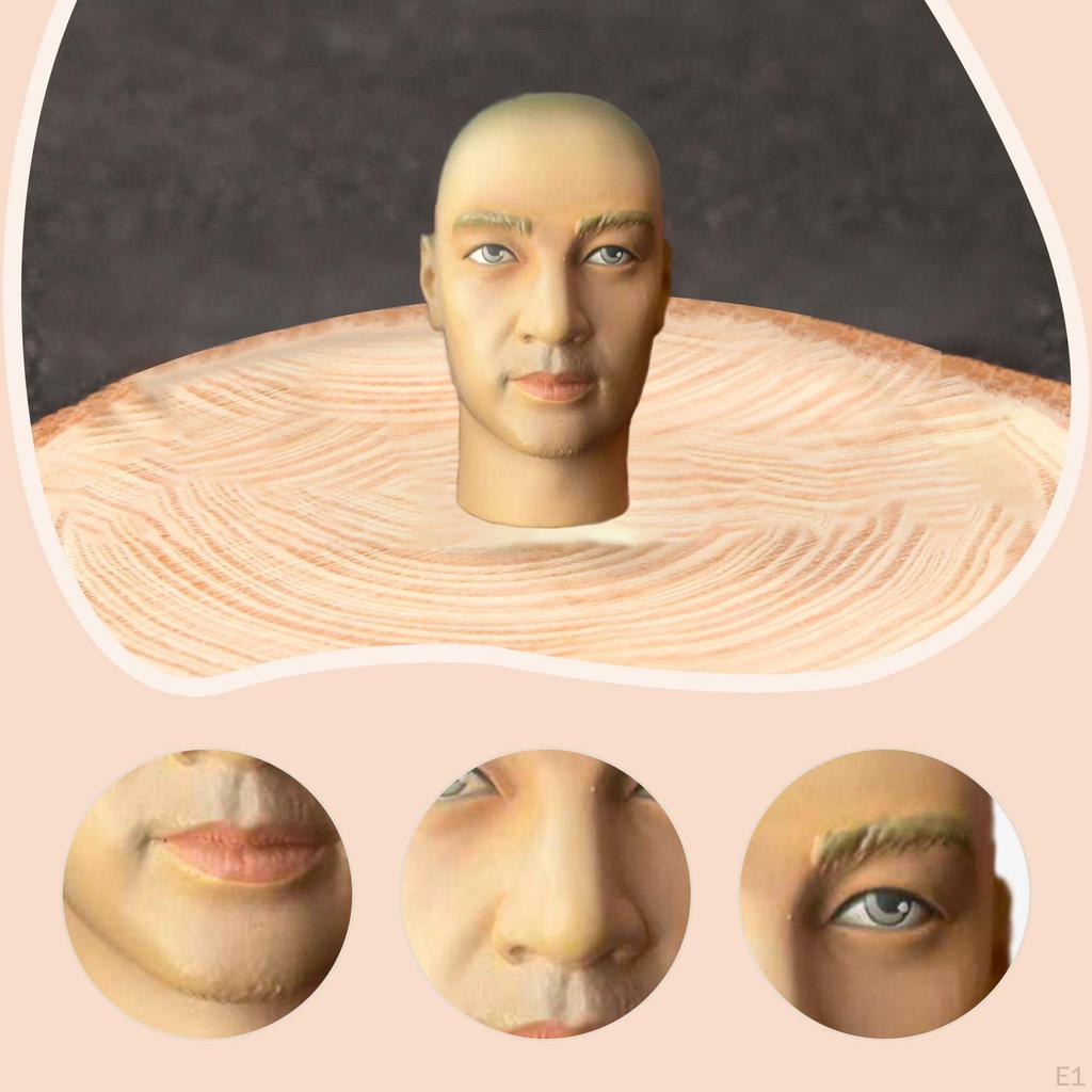 1:6 Scale Asian Male Head , Photo Prop, Easy Installation for 12inch Action Figure, Doll
