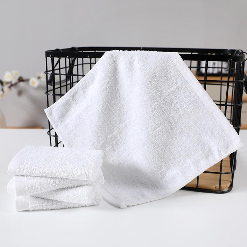 

4Pcs 25x25cm Small Square White Soft Cotton Solid Color Home Hotel Bathroom Multifunctional Cleaning Hand Towel 4pcs