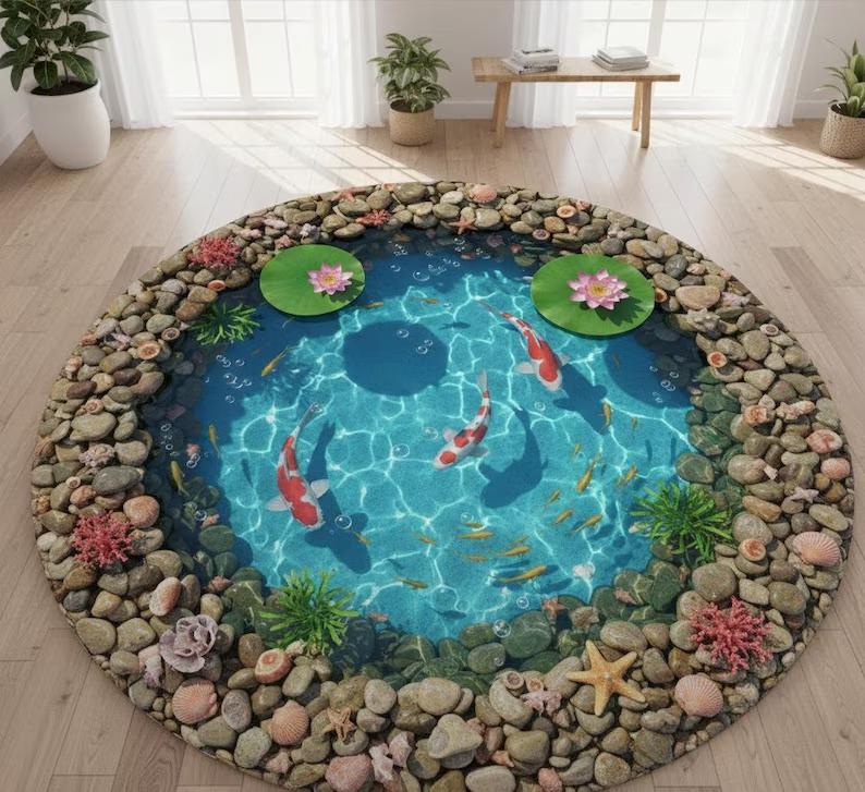 2D Garden Path Rug Green Grass Meadow Carpet Stone Staircase Floor Mat Spring Butterfly Home Decor Enchant Nature Landscape Rug 80cm x 80cm