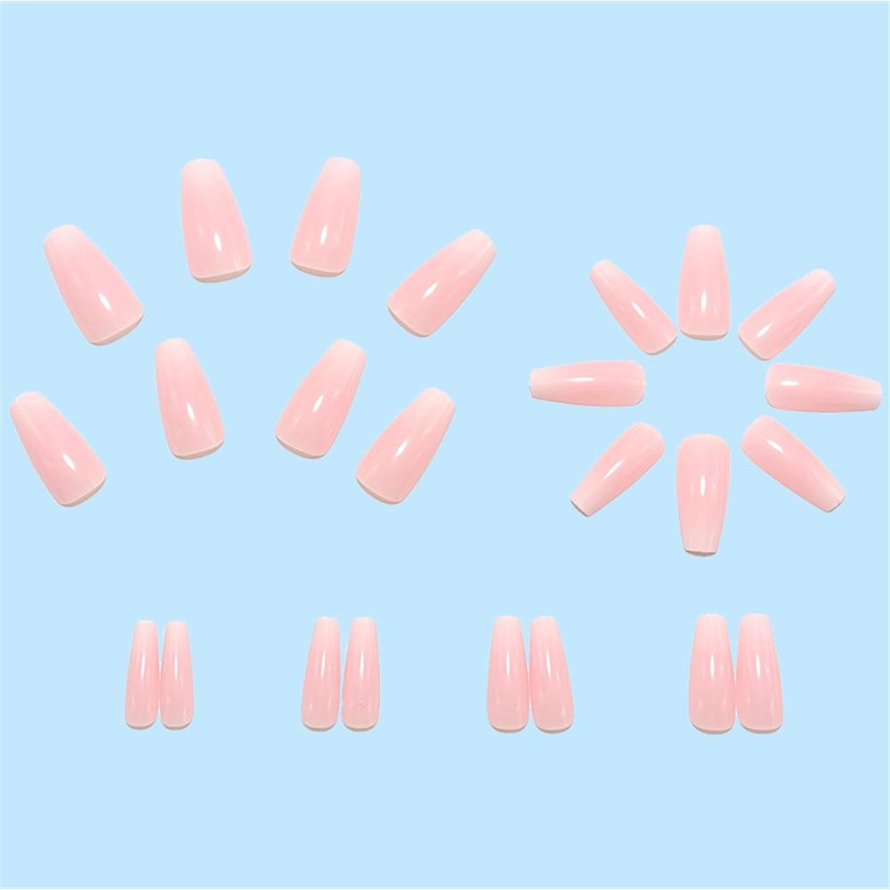Wearable Manicure Patches, Long Ballet Nails, Pink And Simple Gradient Color Fake Nails, 24 Pieces In Box