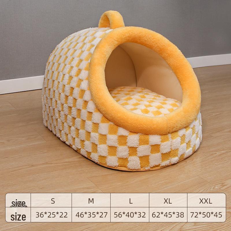 Four Seasons Semi-Closed Dog Bed: Cozy Winter Warmth for Pets