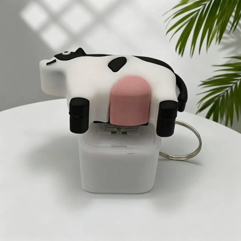 Fidget Clicker Animal Keychain Sound Light Design Puppy Cow Voice Pendant Mini Sensory Toy for Purse Backpack