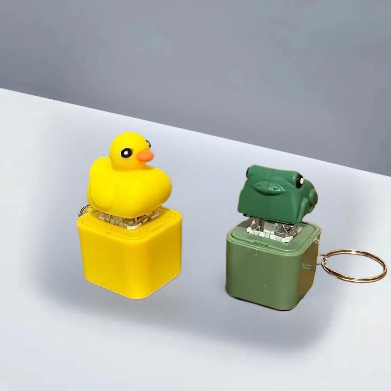 Funny Croaking Frog Duck Keychain Rechargeable Keyboard Fidget Clicker Sound Keyring With LED Light For Stress Relief