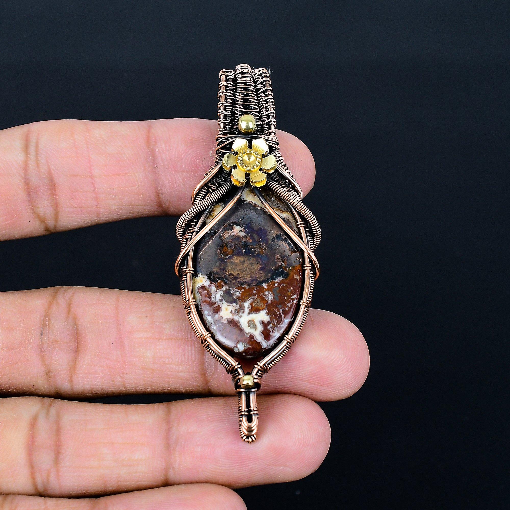 

Copper Dolomite 999 Copper Wire Wrapped Pendant, Handmade Gemstone Pendant Jewelry, Gifts For Wife Brand New Pendant 2.55 Inches