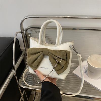 Women's Simple Texture Shoulder Bag Women's Bow Fashion Chain Handbag 2025 Spring New Bucket Bag
