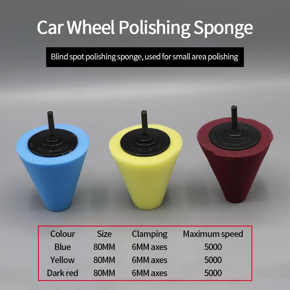 Conical Sponge Buffing Polishing Cone for Automotive Car Tire Hub Care Metal Polish Cleaning Foam Pad Sponge Polish Wheel Tool