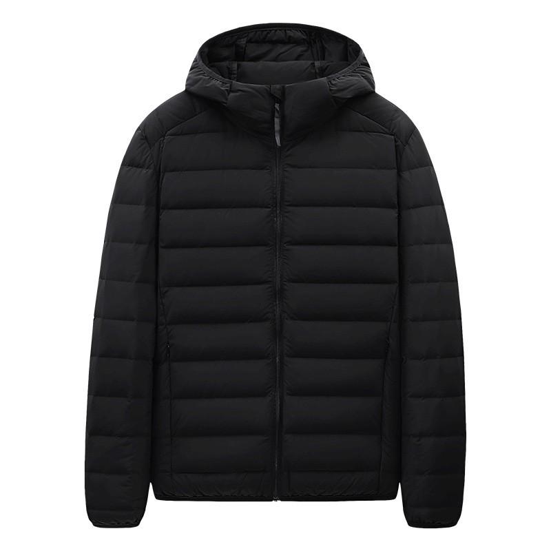 Giacca Piumino Corta Leggera da Uomo con Cappuccio 90% Piuma d'Anatra Bianca Caldo Cappotto Invernale Stile Urbano