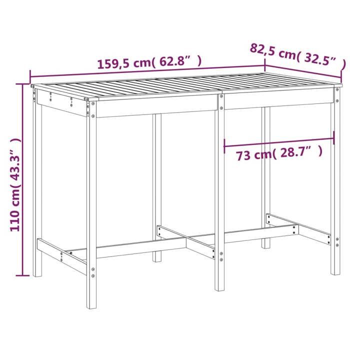 VidaXL Table de jardin 159,5x82,5x110 cm bois massif de douglas 824100