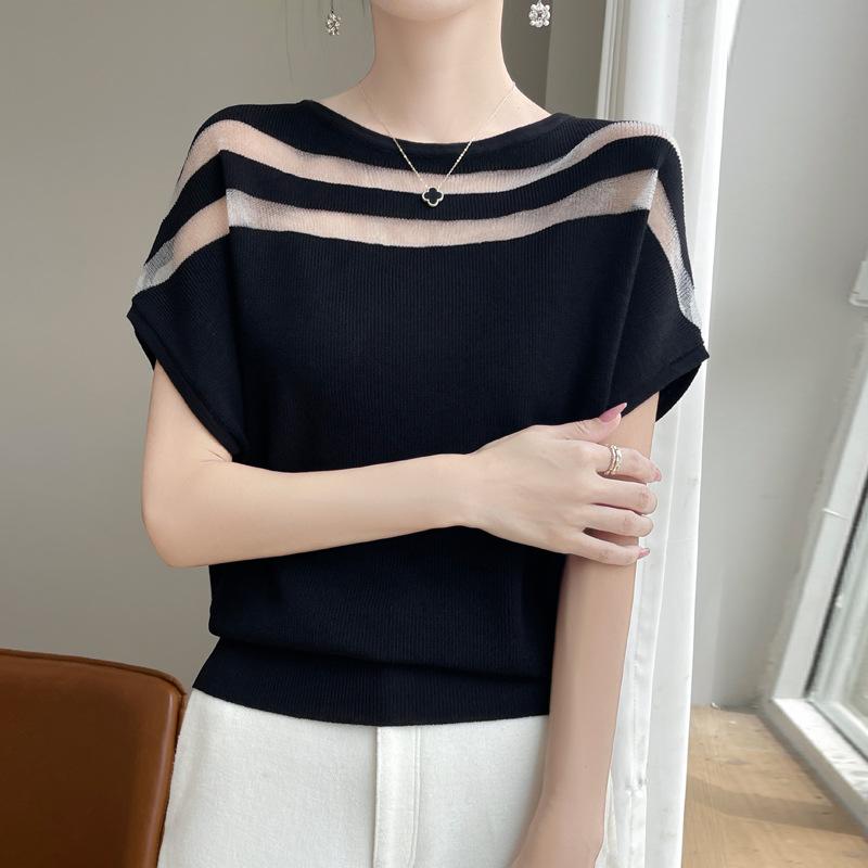 Summer New Style Ice Silk Round-neck Short-sleeved T-shirt and Thin Top