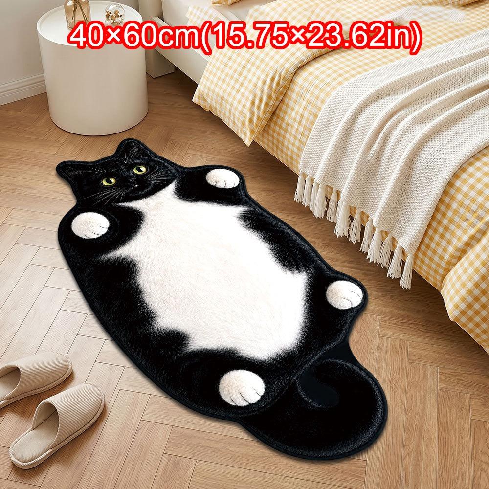 Special-shaped Cat Shaped Rug Absorbent Cat Shaped Carpet Cute Animal Print Rug Bedroom Decor