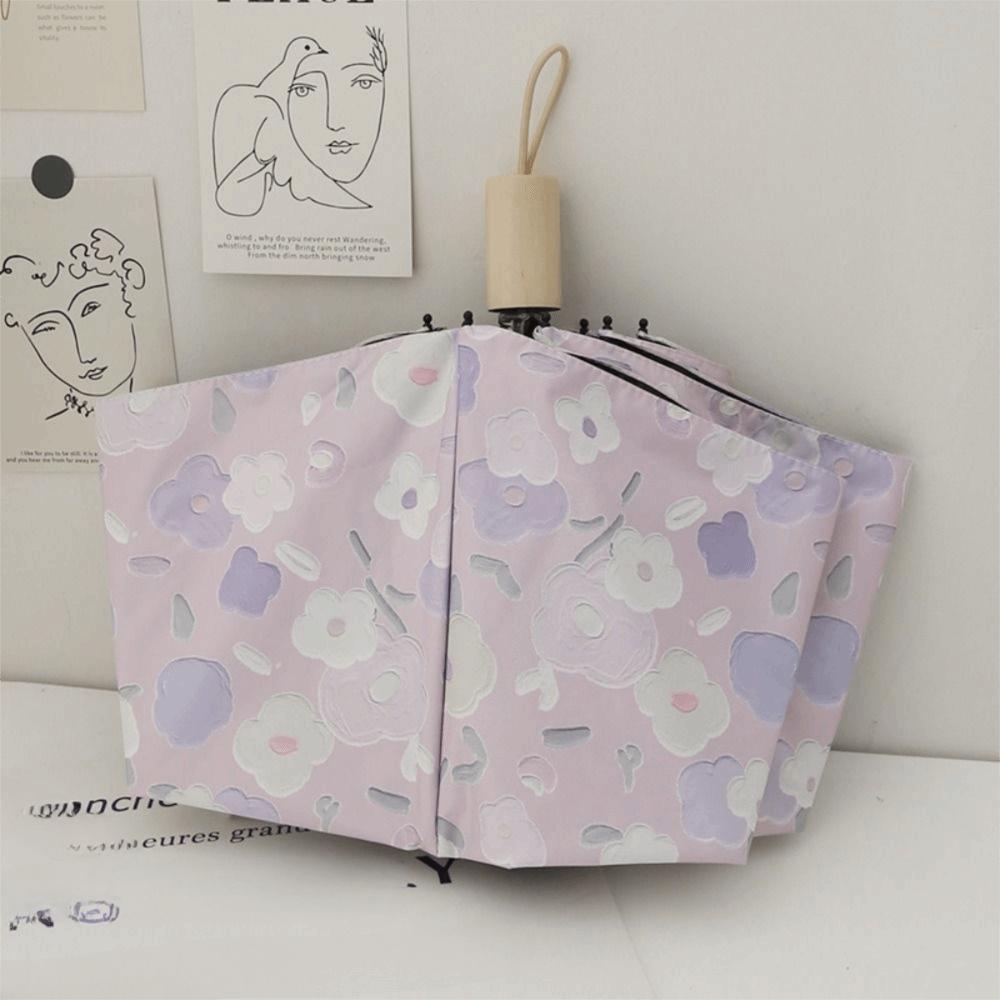Purple Floral UV Protection Umbrella Vinyl Floral Umbrella Rain Umbrella for Girls Women