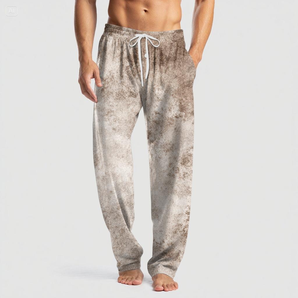 Pantalon décontracté pour homme en tricot avec poche et imprimé tendance, pantalon de pyjama