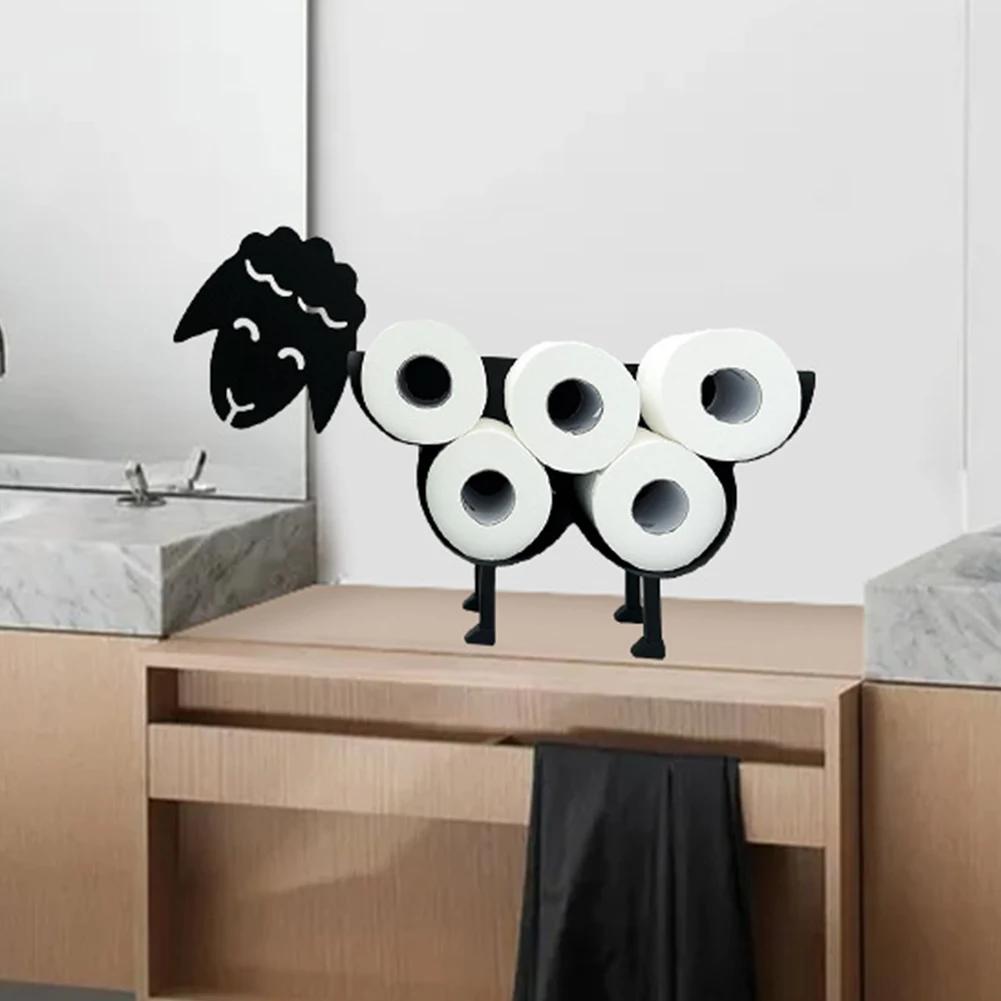 Metal Sheep Toilet Paper Roll Holder Wall Mounted Free Standing Toilet Roll Holder Hold Up To 7 Rolls Toilet Paper Stand Shelf