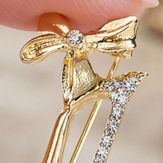 jijijing Brooch Pin, High Heels Bow Shape Lapel Pin with Sparkling Rhinestones, Women Badge for Suits Coats Bags Accessories