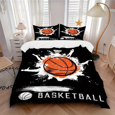 3pcs Basketball Sport Bedding Set Down Comforter Cover and Pillowcases, Suitable for All Seasons(No Insert)-0729002