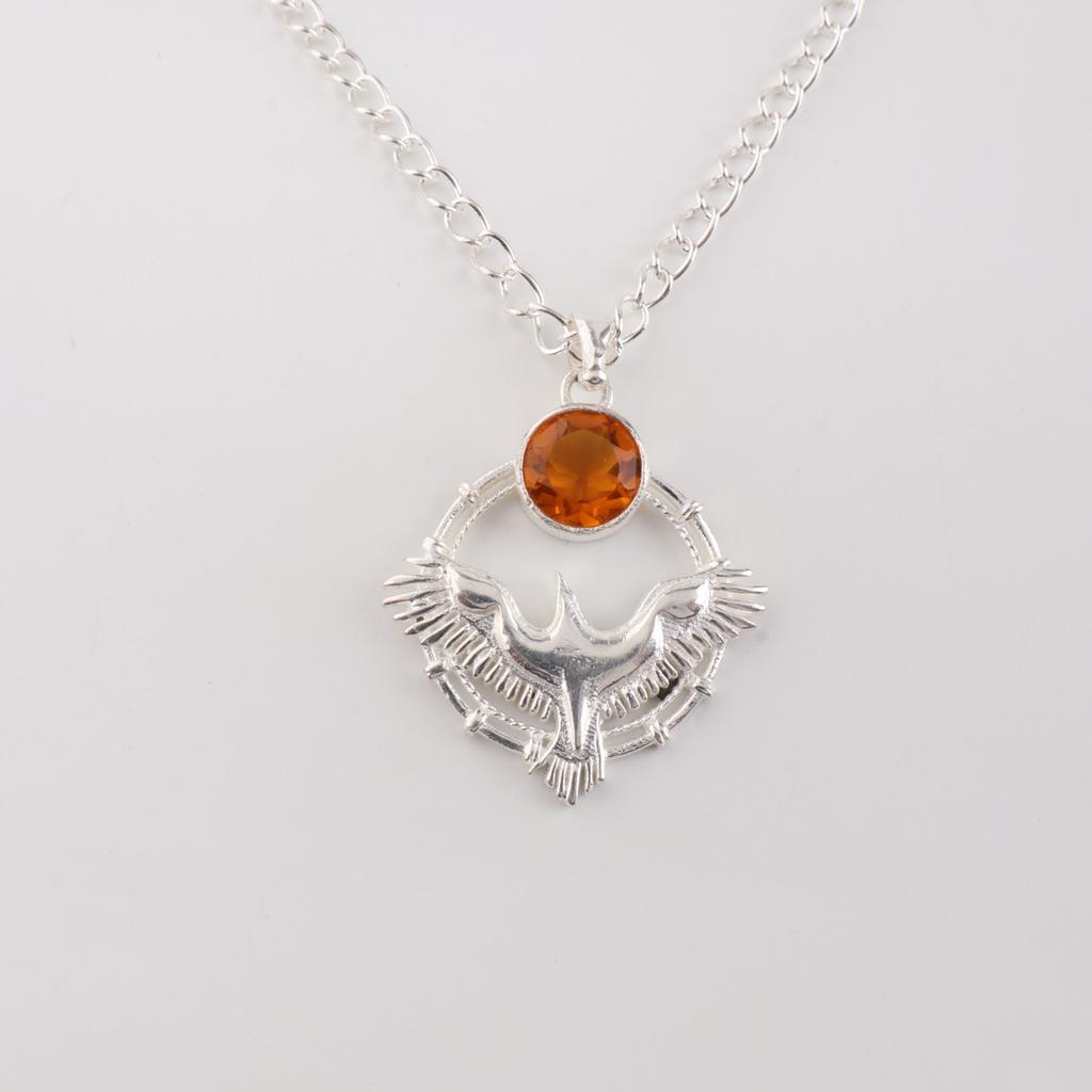 Citrine Gemstone 925 Sterling Silver Jewelry Handcrafted Pendant 1.43" For women CP-38-4