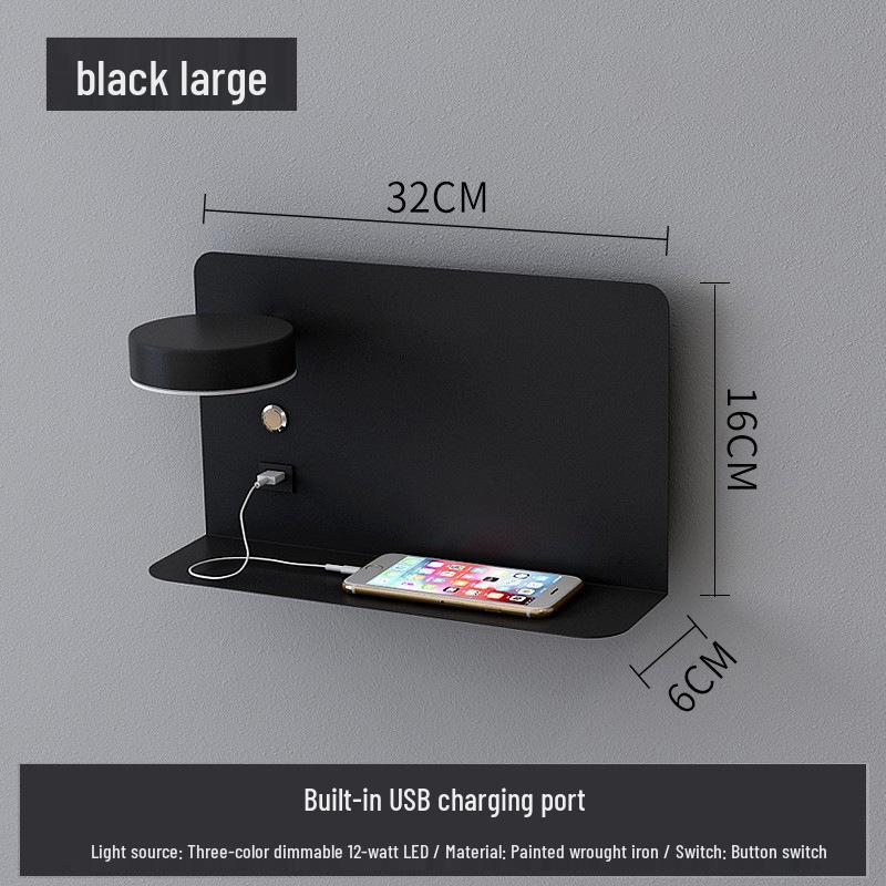 USB Charging LED Wall Lamp: Dimmable Bedroom and Study Light, No Wiring Needed