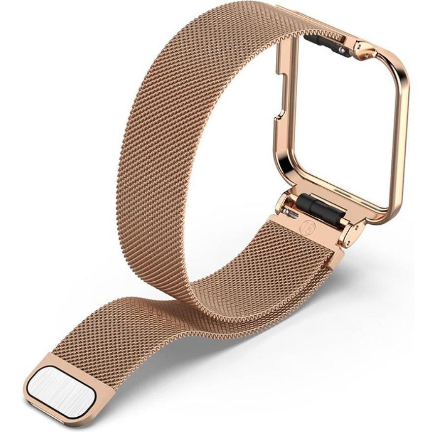 Milanese Bracelet Strap with Case for Xiaomi Redmi Watch 2 Lite, Rose Gold