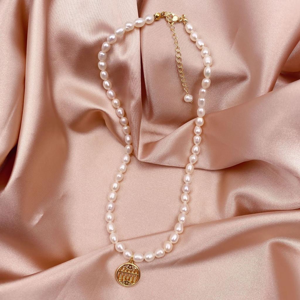 Chinese style auspicious cloud blessing character abacus pendant necklace women's new round square small abacus necklace simple sweater chain