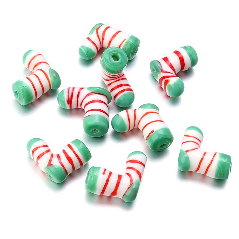 2pcs Christmas Lampwork Beads Cute Santa Claus Snowman Glass Loose Beads For Jewelry Making DIY Bracelets Necklace Accessories